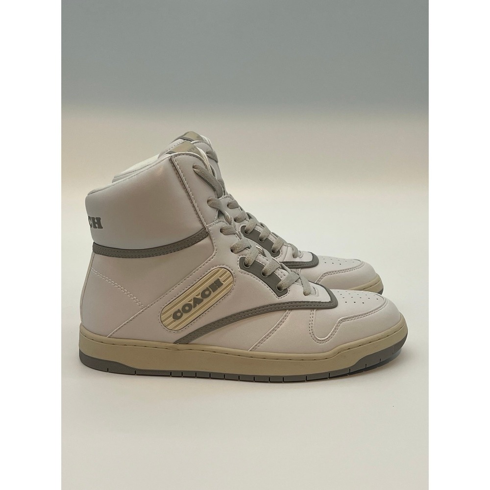 Coach High Top Sneakers Chalk Grey Leather Lace Up Athletic Shoes G5014